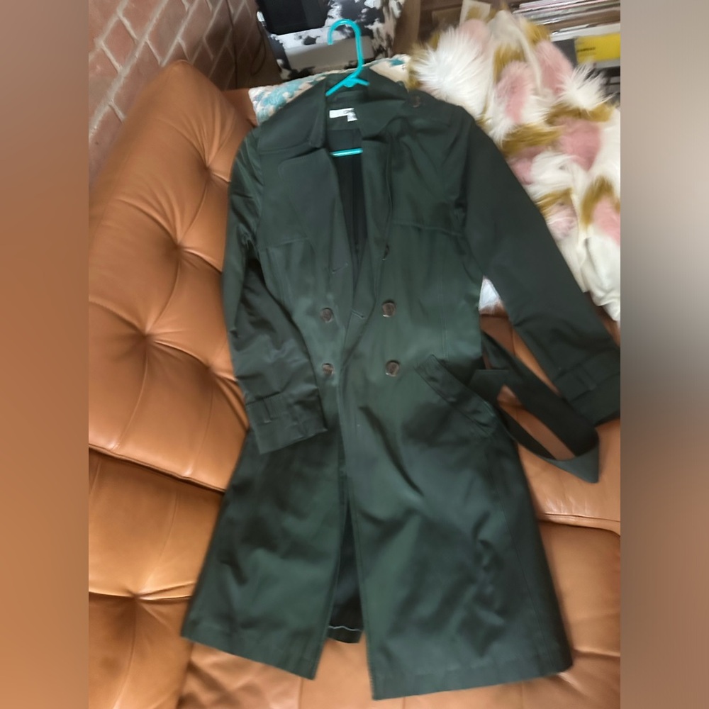 Dkny Trench Coat Deep Green Size Xs